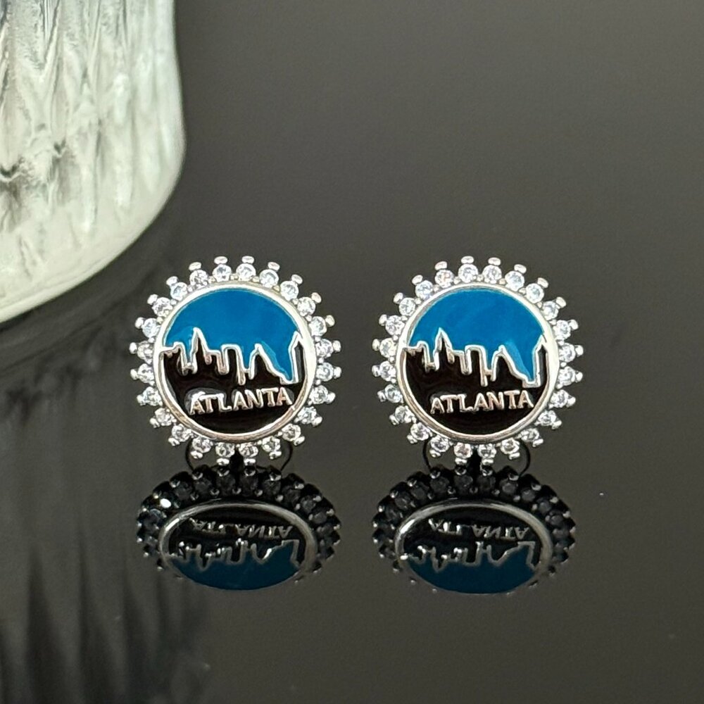 Atlanta Bling Earrings S925 Sterling Silver Handmade Ear Stud